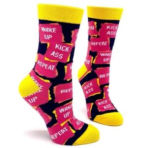 •Daily Grind• Funny Colorful Novelty Ladies Crew Socks